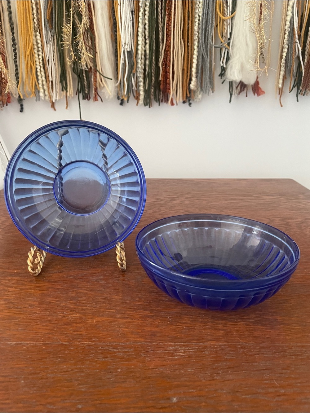 Hazel atlas Aurora Cobalt Blue Glass Small dessert Bowls - Set of 2